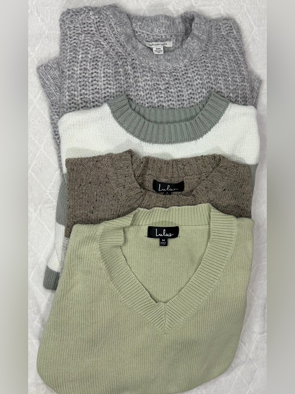 American eagle ,Lulus Knit Sweater Bundle in Gray & Green